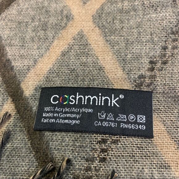 CASHMINK V. Frass  brown plaid check warm soft fall winter scarf - Picture 7 of 8